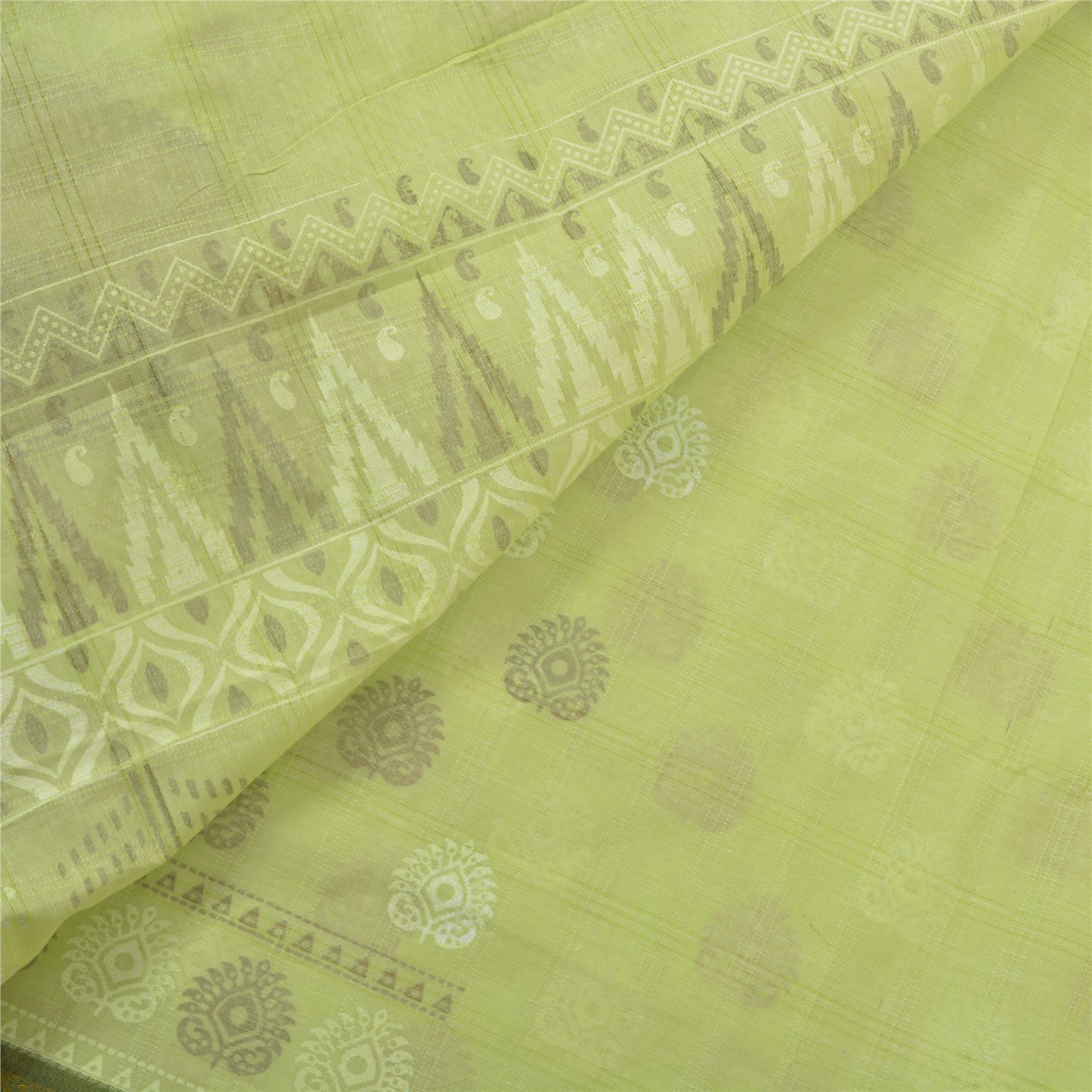 Санскритские винтажные зеленые сари из хлопка, окрашенные индийские сари премиум-класса, 5 ярдов, устойчивая ткань
