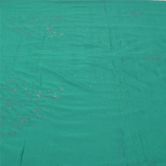 Sanskriti Vintage Green Sarees Art Silk Handmade Mukesh Work Premium Sari Sustainable Fabric