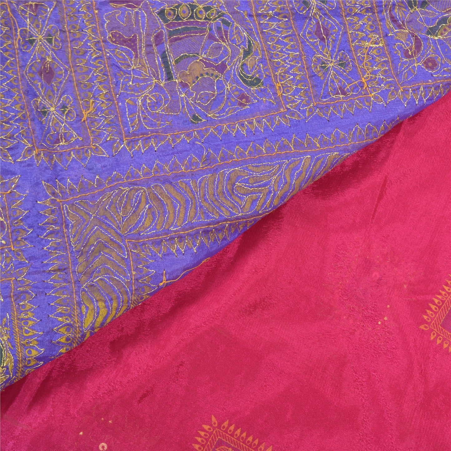 Санскритские винтажные фиолетовые сари из искусственного шелка, тканые из высококачественного человеческого сари, устойчивая ткань Zari