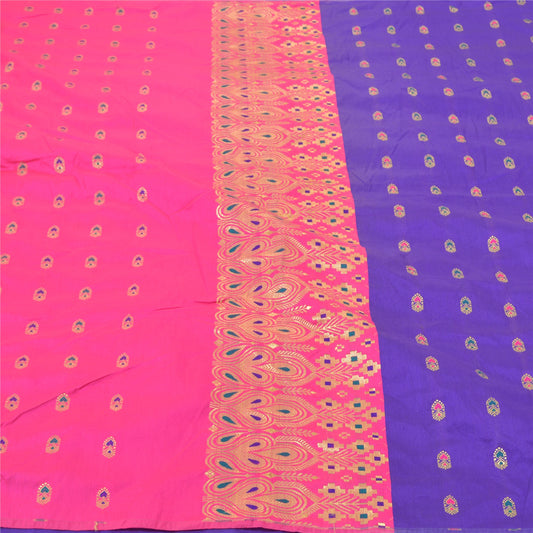 Sanskriti Vintage Purple Sarees Art Silk Woven Premium Sari Sustainable Fabric Blouse PC