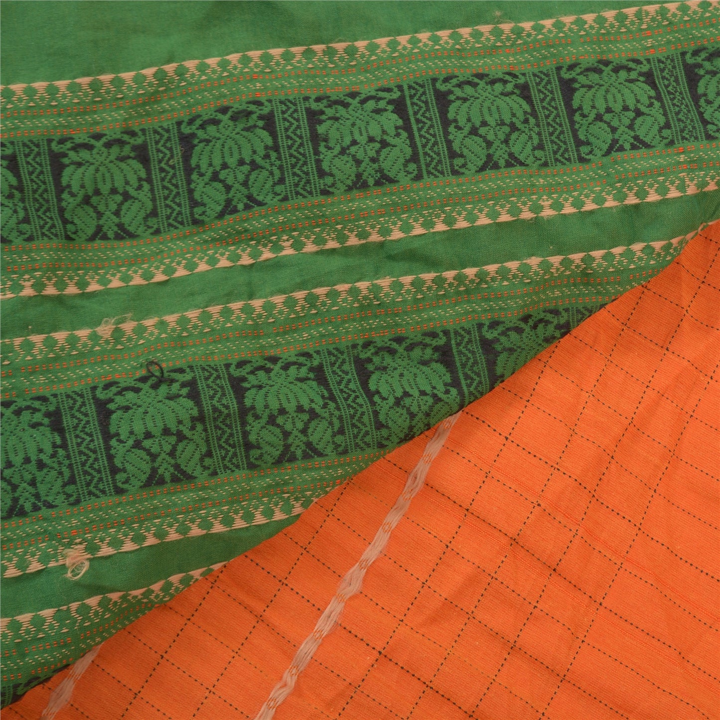 Sanskriti Vintage Green Sarees Pure Cotton Woven Chettinad/Kandangi Sari Sustainable Fabric