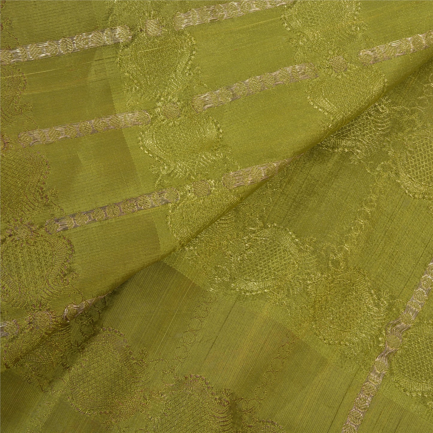 Sanskriti Vintage Green Sarees Blend Silk Woven Indian Sari Premium Craft Sustainable Fabric