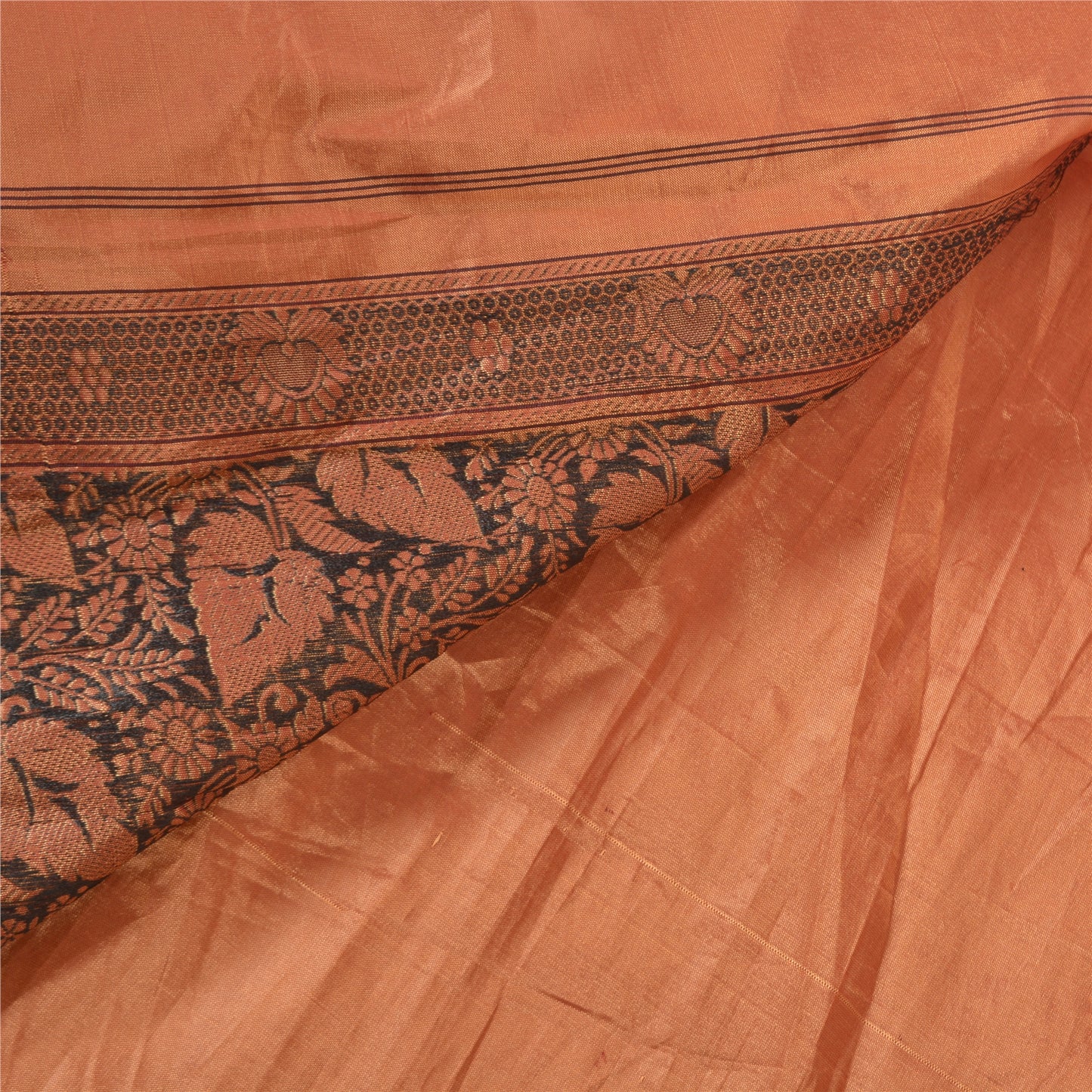 Sanskriti Vintage Copper Indian Sarees Art Silk Woven Sari Premium 5 Yard Sustainable Fabric