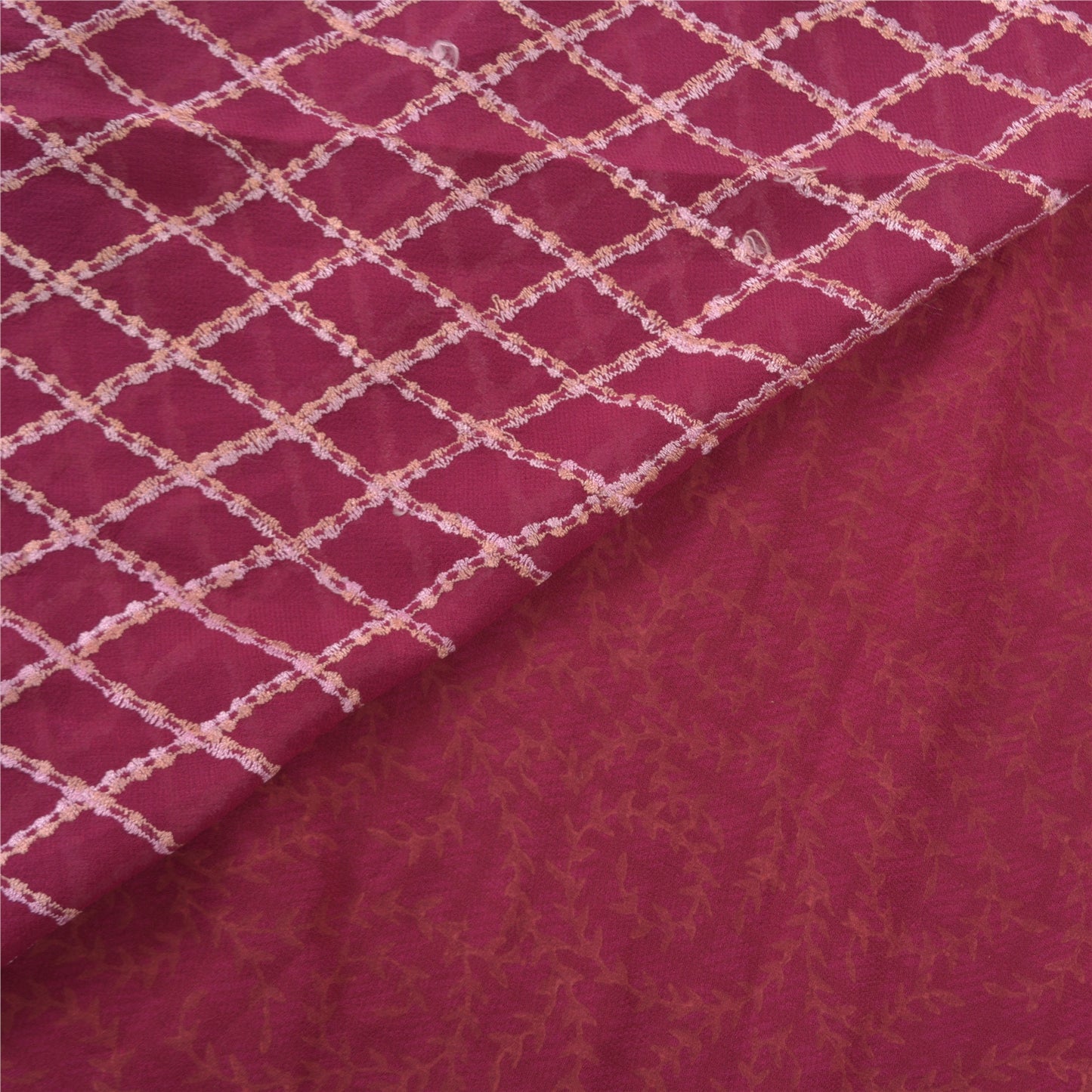 Sanskriti Vintage Purple Sarees Pure Georgette Silk Embroidered Sari Sustainable Fabric