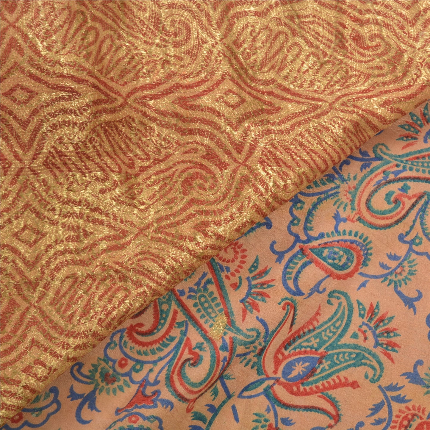 Sanskriti Vintage Beige Sarees 100% Pure Silk Woven Zari Sari Premium Sustainable Fabric