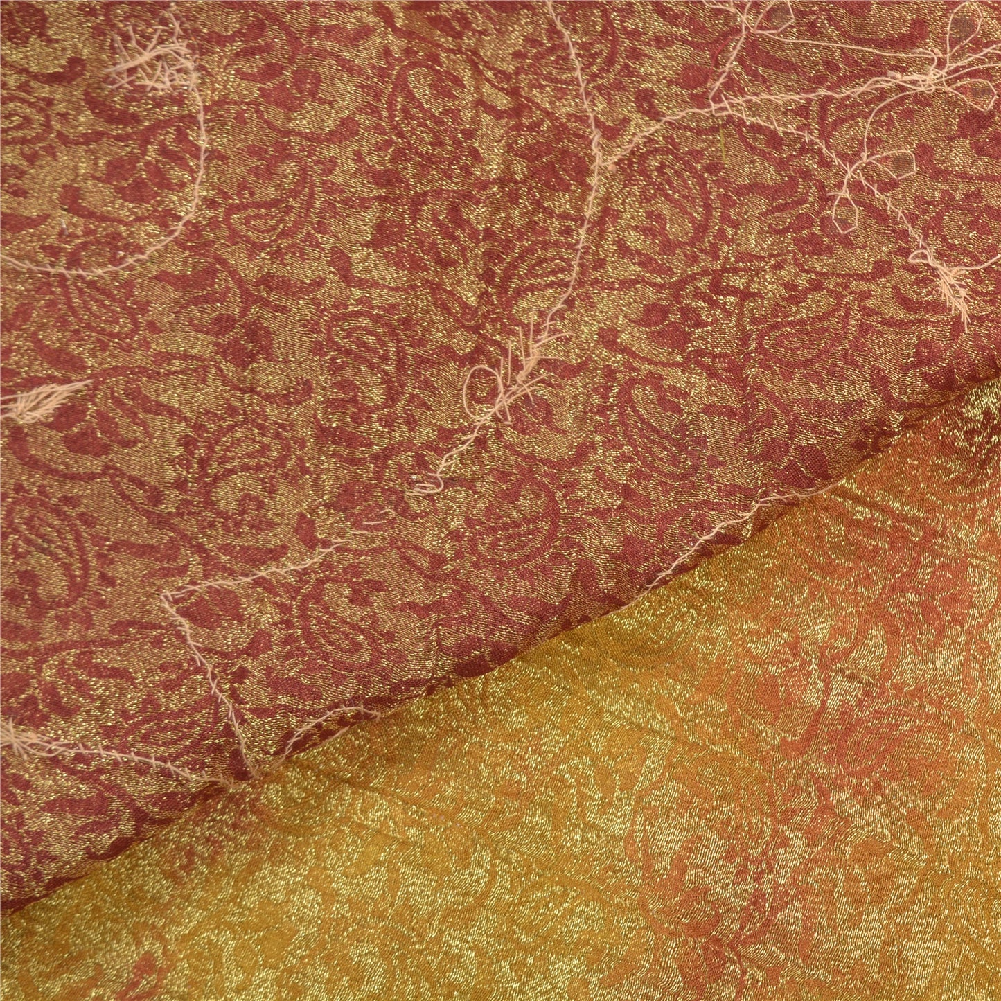 Sanskriti Vintage Red Sarees Georgette Hand Beaded Woven Leheria Sari Sustainable Fabric