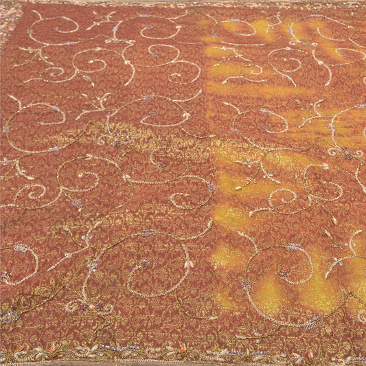 Sanskriti Vintage Red Sarees Georgette Hand Beaded Woven Leheria Sari Sustainable Fabric