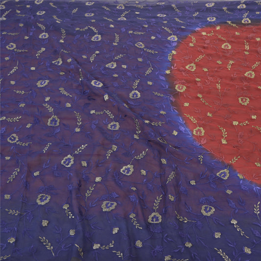 Sanskriti Vintage Bollywood Sarees Pure Georgette Silk Embroidered Sari Sustainable Fabric