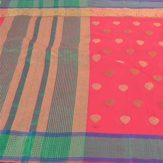Sanskriti Vintage Pink Sarees Art Silk Hand-Woven Premium Indian Sari Sustainable Fabric