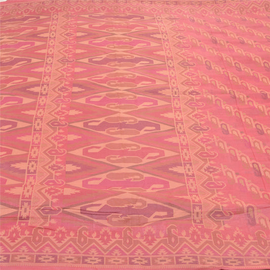 Санскрити Винтажные розовые индийские сари из чистого шелка, ручная работа, сари, 5 ярдов, устойчивая ткань
