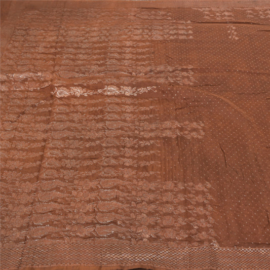 Sanskriti Vintage Brown Sarees 100% Pure Silk Woven Premium Sari Craft Sustainable Fabric