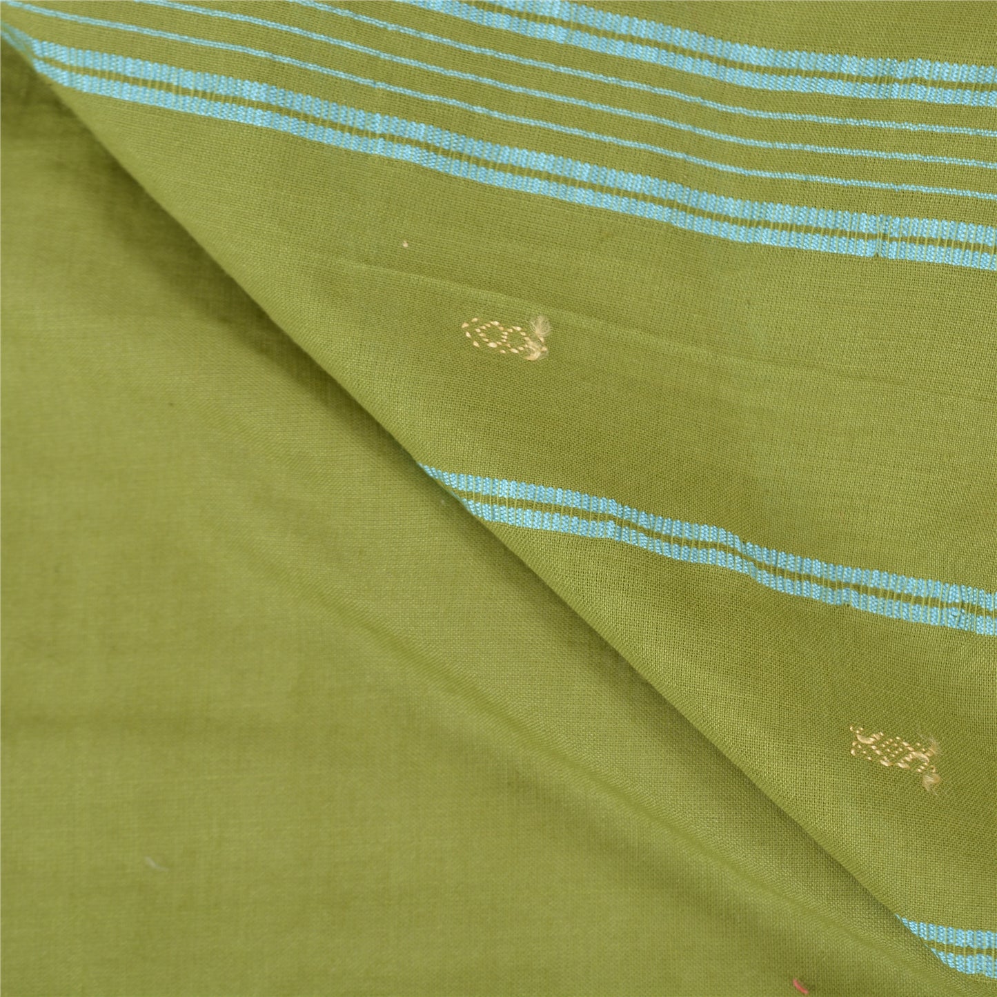 Sanskriti Vintage Green Sarees Blend Cotton Handwoven Bengali Tant Saree Sustainable Fabric