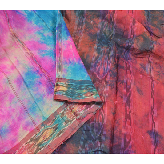 Sanskriti Vintage Sambalpuri Hand-Woven Ikat Sarees Indian 5 Yard Sari Sustainable Fabric