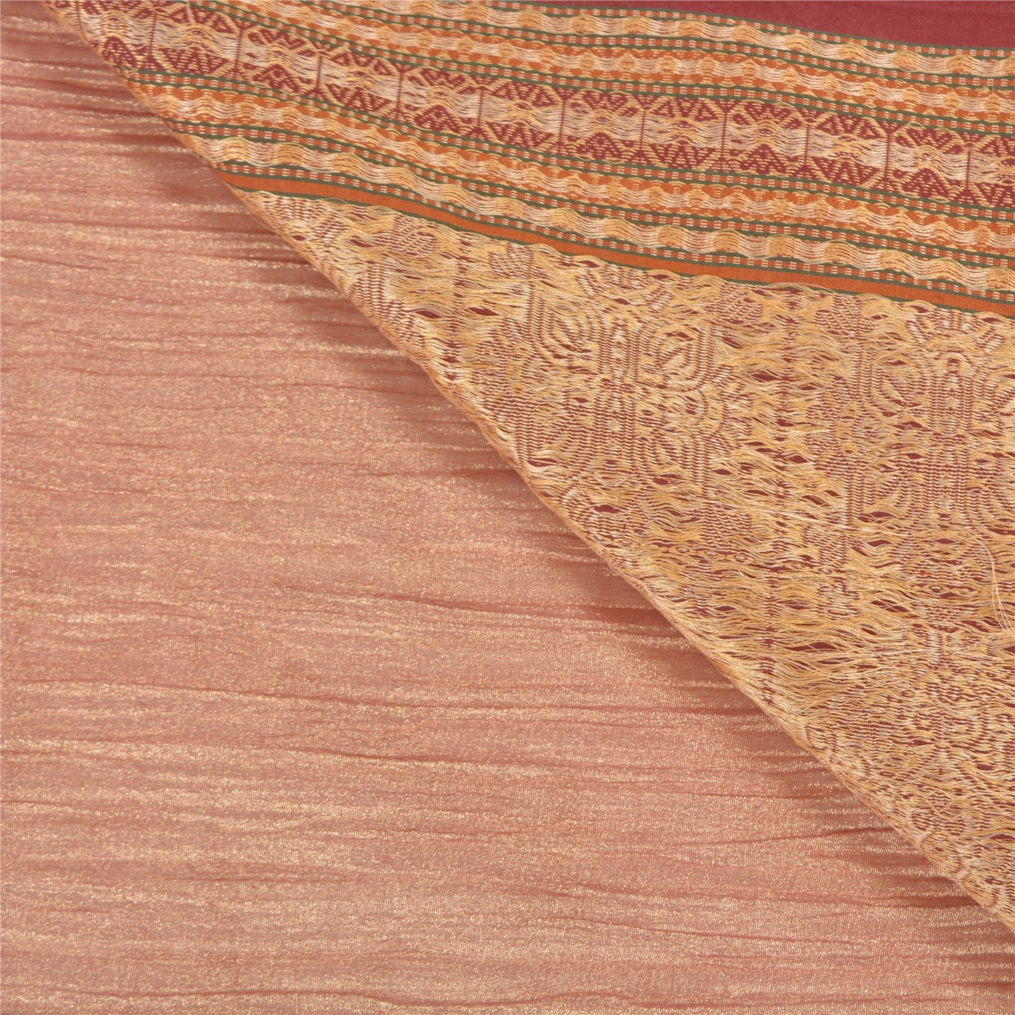 Sanskriti Vintage Dark Red Sarees Art Silk Hand-Woven Sari Premium Sustainable Fabric