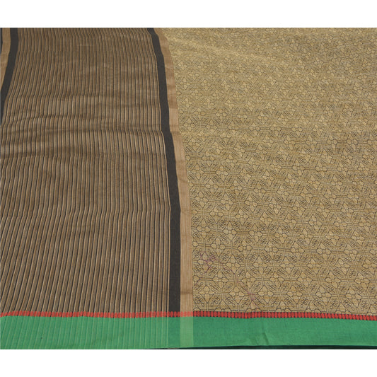 Sanskriti Vintage Brown Sarees Art Silk Woven Premium Sari 5 Yard Craft Sustainable Fabric