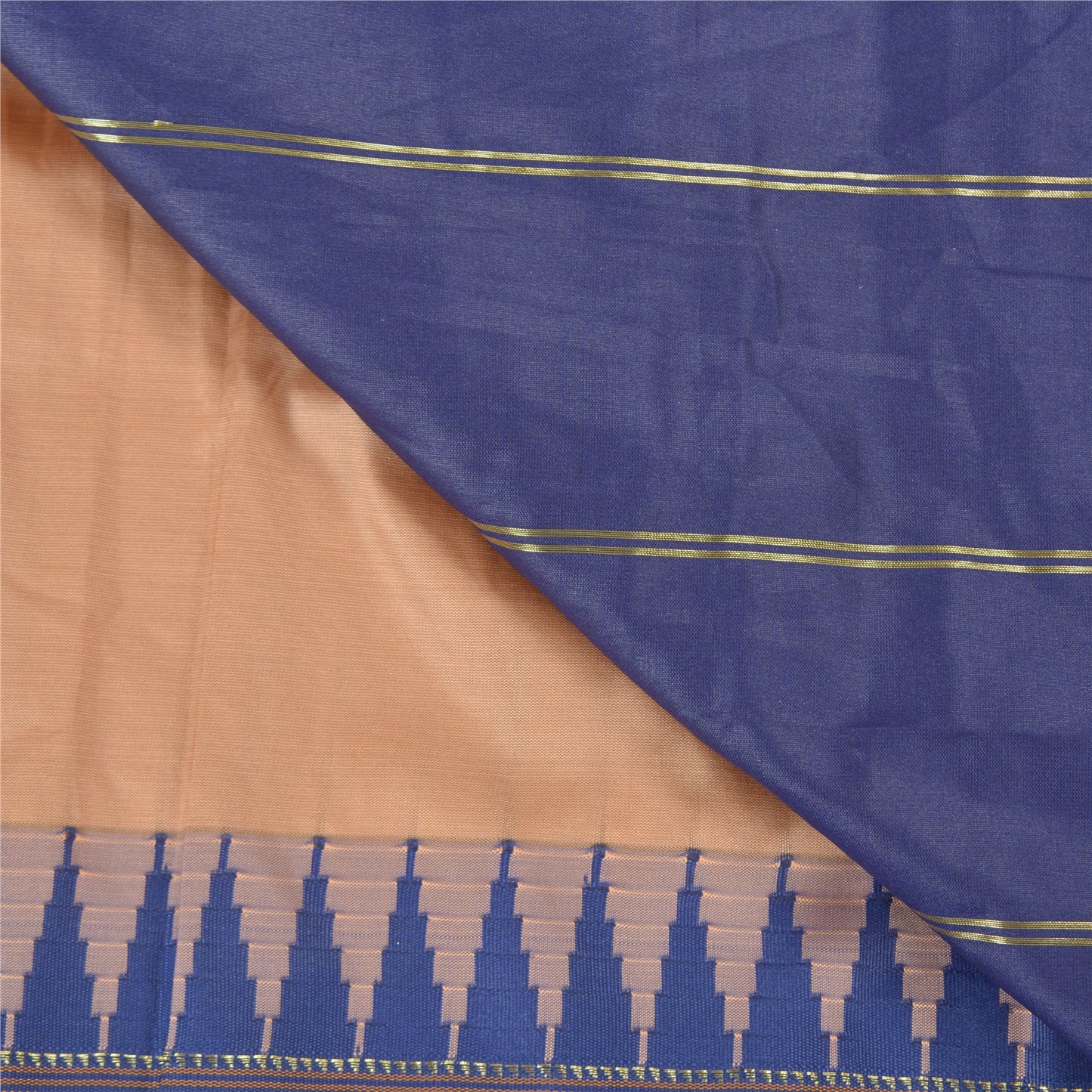 Sanskriti Vintage Blue Sarees Art Silk Woven Zari Premium Sari Craft Sustainable Fabric