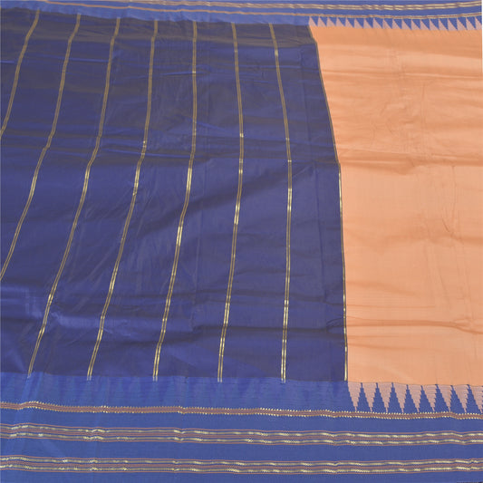 Sanskriti Vintage Blue Sarees Art Silk Woven Zari Premium Sari Craft Sustainable Fabric