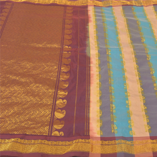 Sanskriti Vintage Sari Art Silk Woven Zari Premium Sarees Sustainable Fabric Blouse Piece