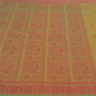 Sanskriti Vintage Blend Cotton Woven Baluchari Sarees Green Premium Sari Fabric