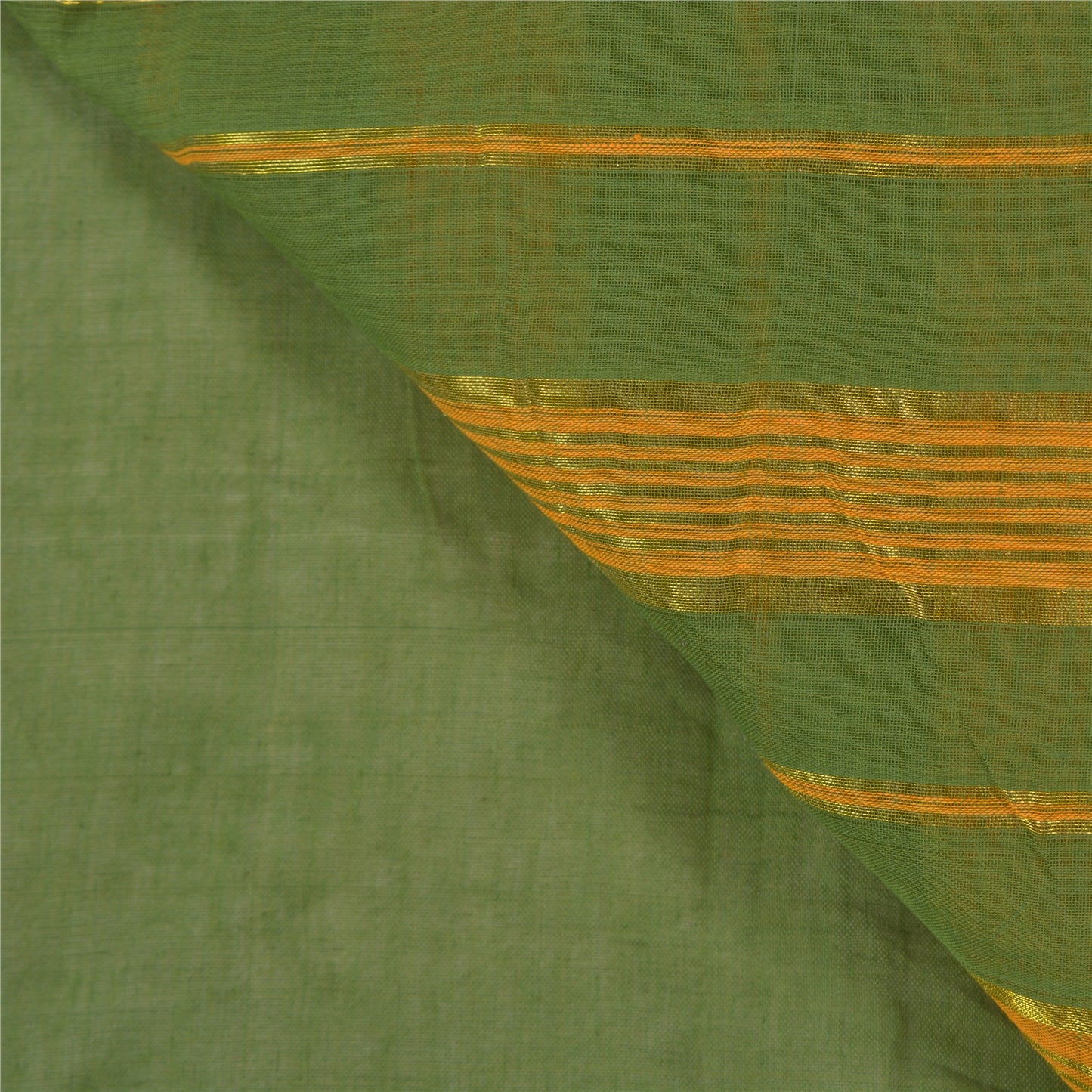 Sanskriti Vintage Green Sarees 100% Pure Cotton Woven Premium Sari Craft Sustainable Fabric
