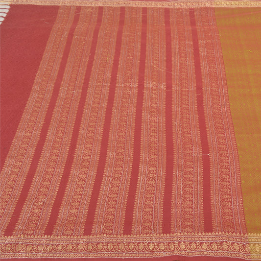 Sanskriti Vintage Green Sarees Blend Cotton Woven Premium Sari Craft Sustainable Fabric