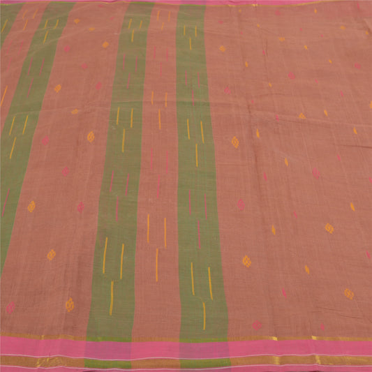 Sanskriti Vintage Rose Ash Sarees Pure Cotton Hand-Woven Indian Tant Sari Sustainable Fabric
