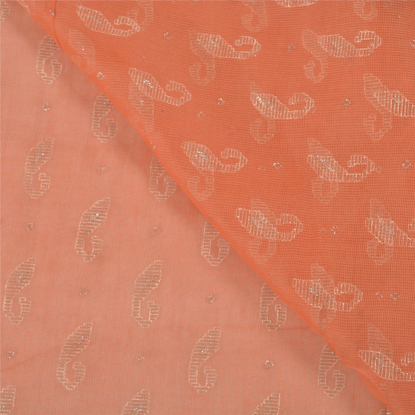 Sanskriti Vintage Peach Sarees Cotton Silk Embroidered Kota Premium Sari Sustainable Fabric
