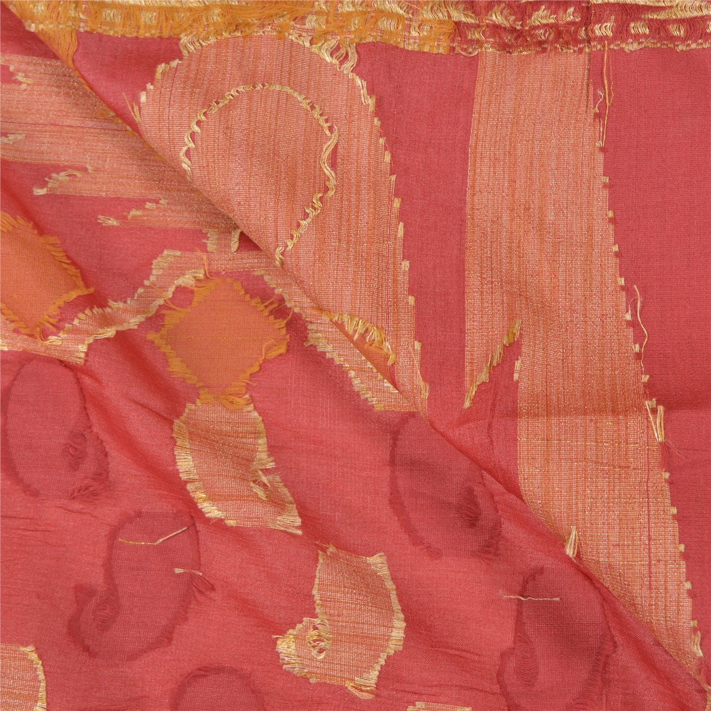 Sanskriti Vintage Dark Red Sarees 100% Pure Silk Handwoven Sari Craft Sustainable Fabric