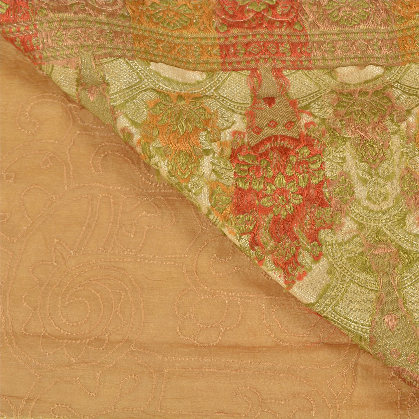 Sanskriti Vintage Ivory Sarees 100% Pure Silk Woven Premium Sari Craft Sustainable Fabric