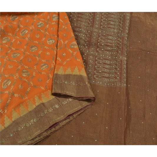 Sanskriti Vintage Sarees 100% Pure Georgette Silk Embroidered Woven Sari Sustainable Fabric