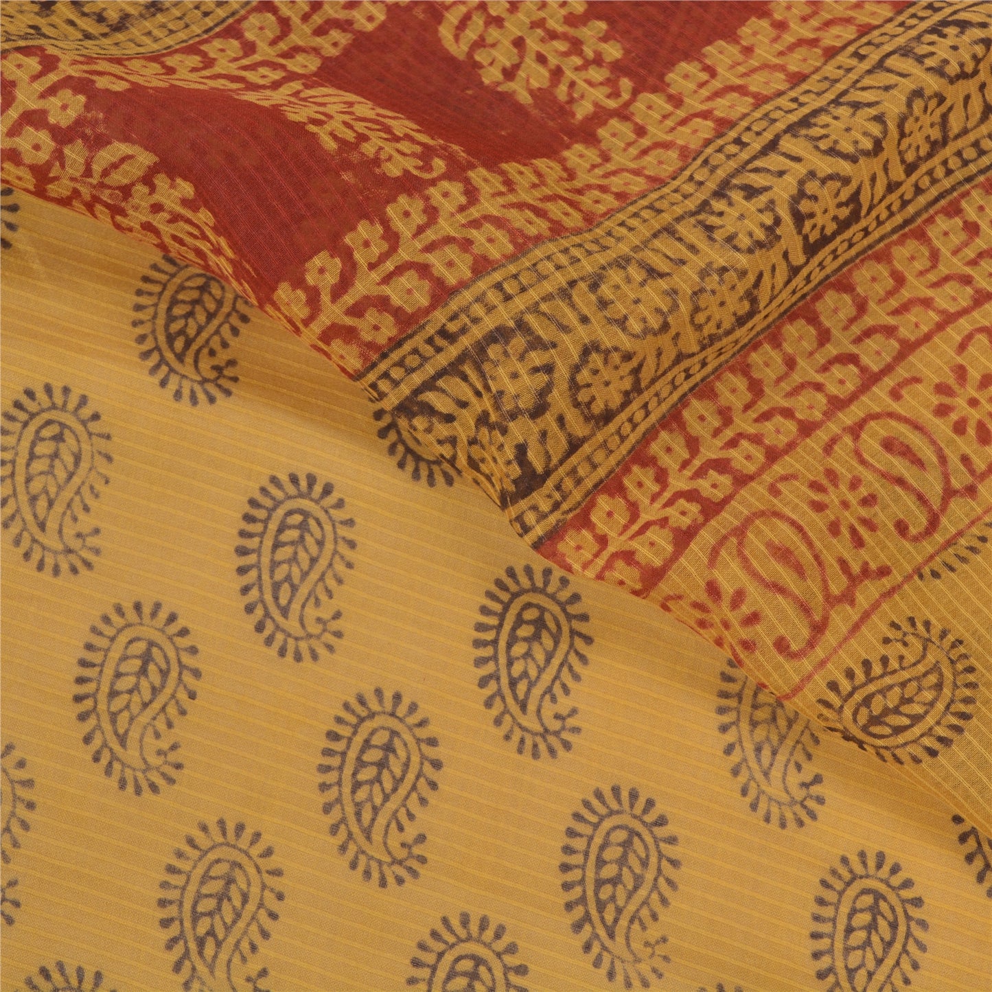 Sanskriti Vintage Green Sarees Cotton Silk Hand Block Printed Sari Craft Sustainable Fabric