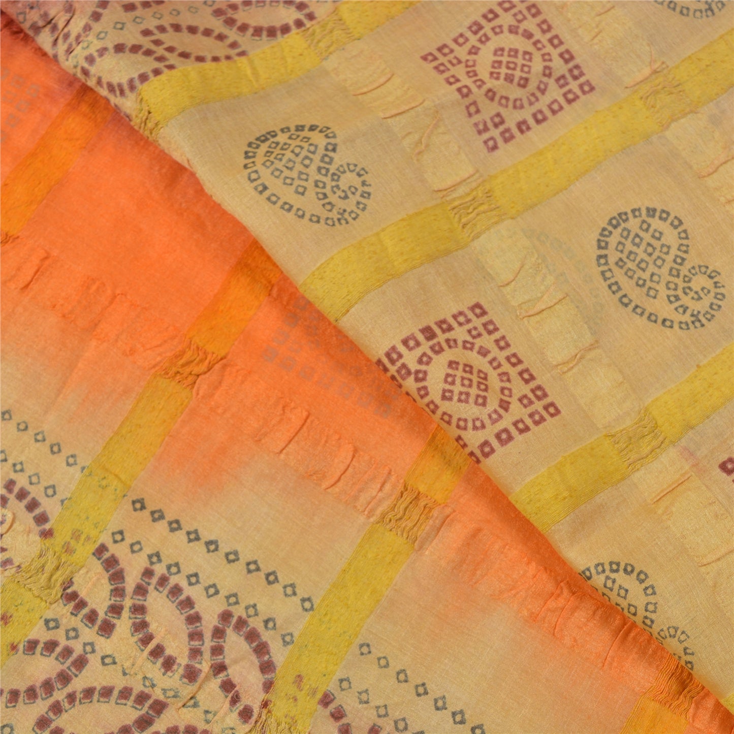 Sanskriti Vintage Indian Sarees Pure Silk Hand-Block Printed Premium Sari Sustainable Fabric
