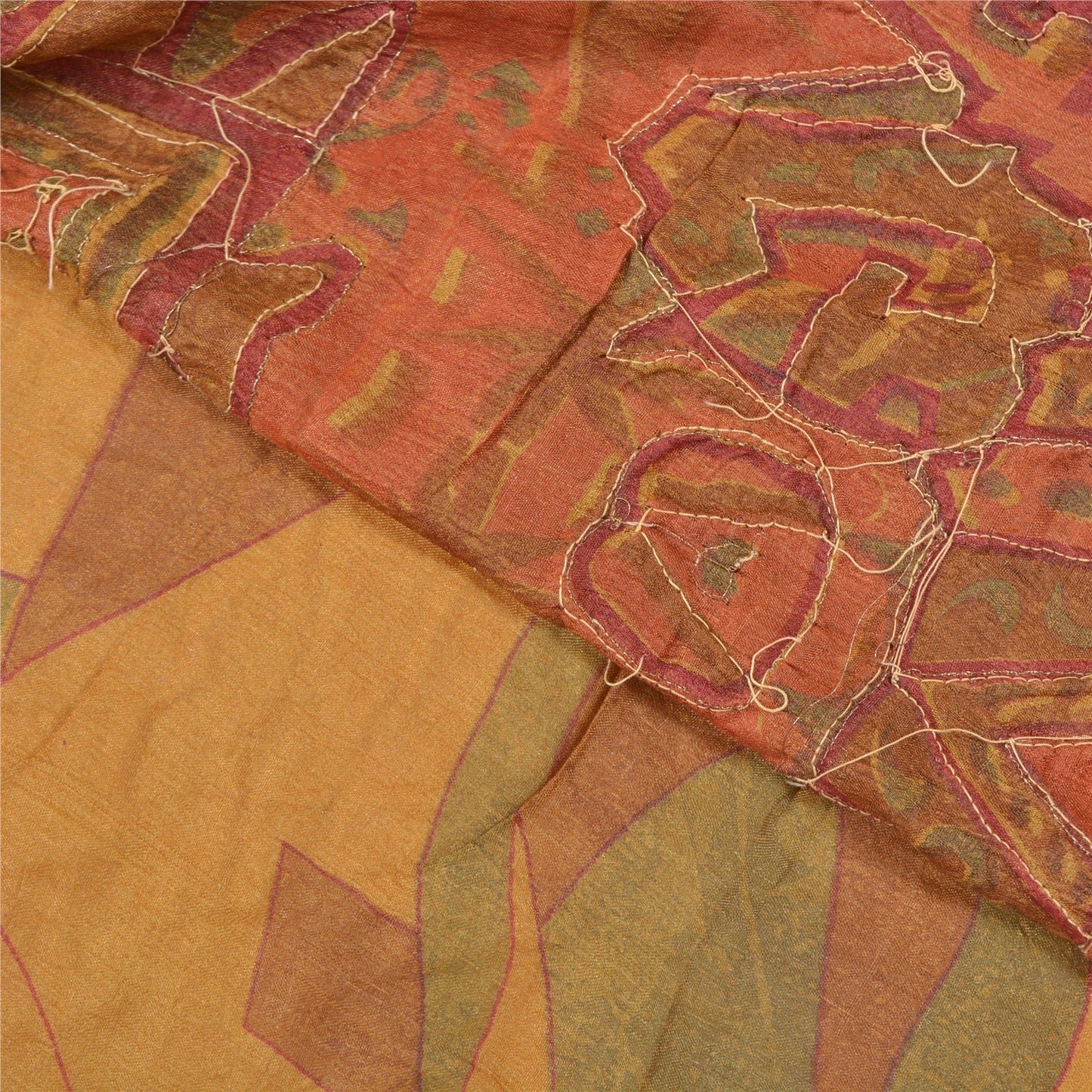 Санскритские винтажные индийские сари 100% чистый шелк расшитый вручную бисером премиальная ткань для сари из экологически чистой ткани