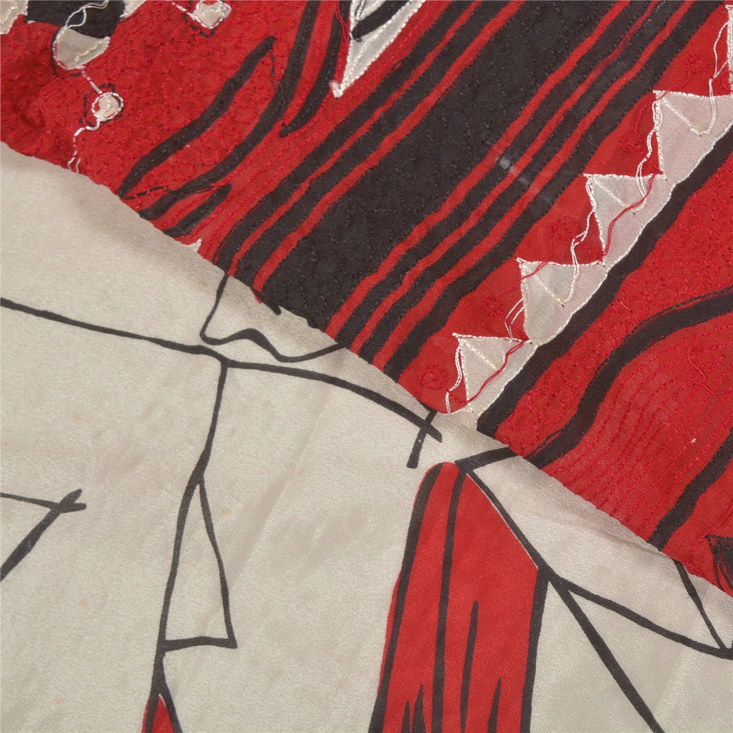 Sanskriti Vintage Red Sarees Art Silk Hand Beaded Premium Sari Craft Sustainable Fabric