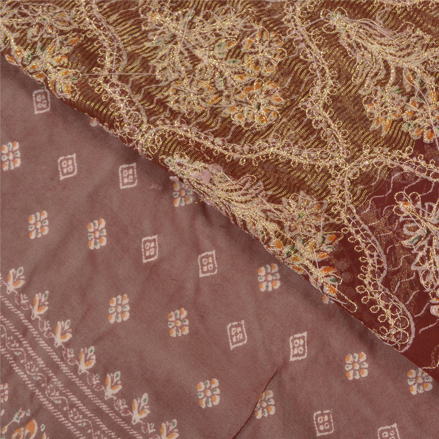 Sanskriti Vintage Mørkerøde Sarier Blandet Georgette Kulturel Sari 5 Yard Bæredygtigt Stof