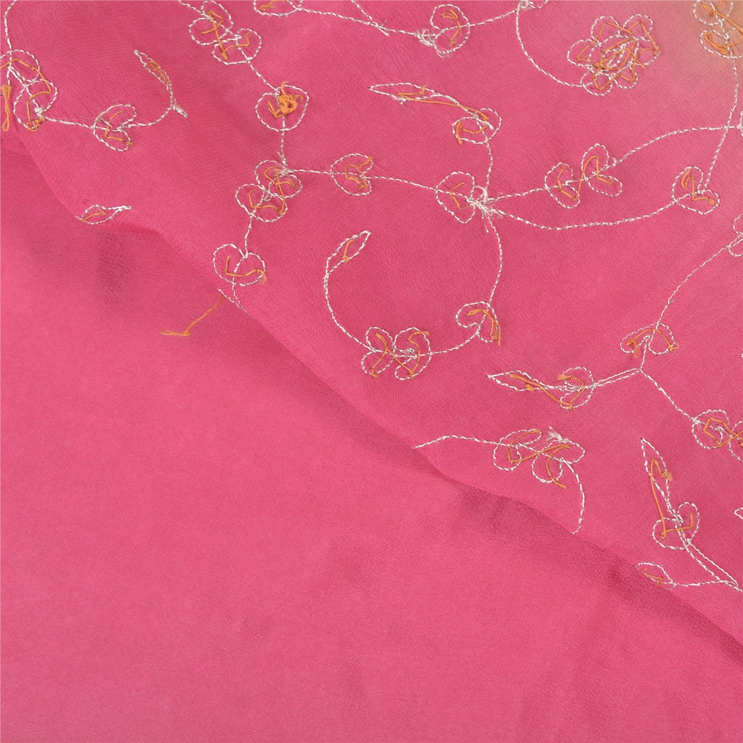 Sanskriti Vintage Pink Sarees Pure Georgette Silk Handmade Premium Sari Sustainable Fabric
