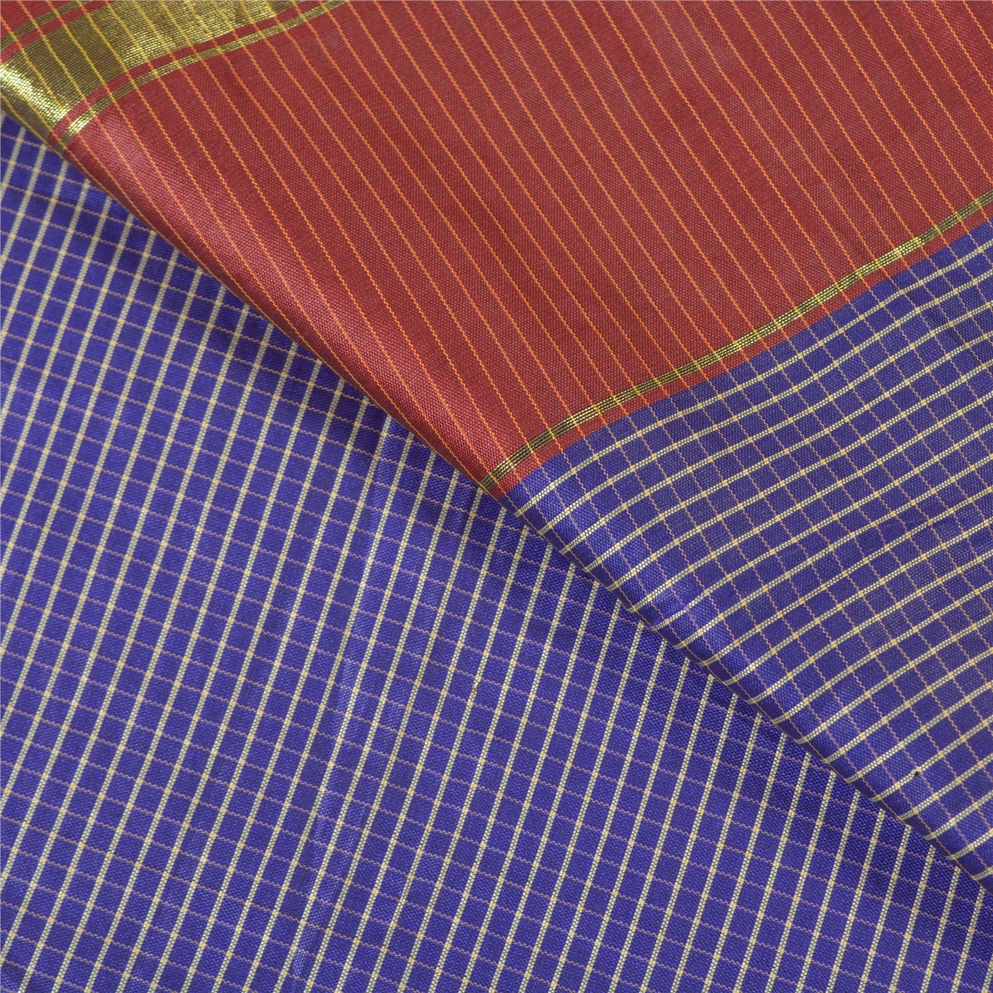 Sanskriti Vintage Blue Sarees Art Silke Woven Chettinad/Kandangi Sari Bæredygtigt stof