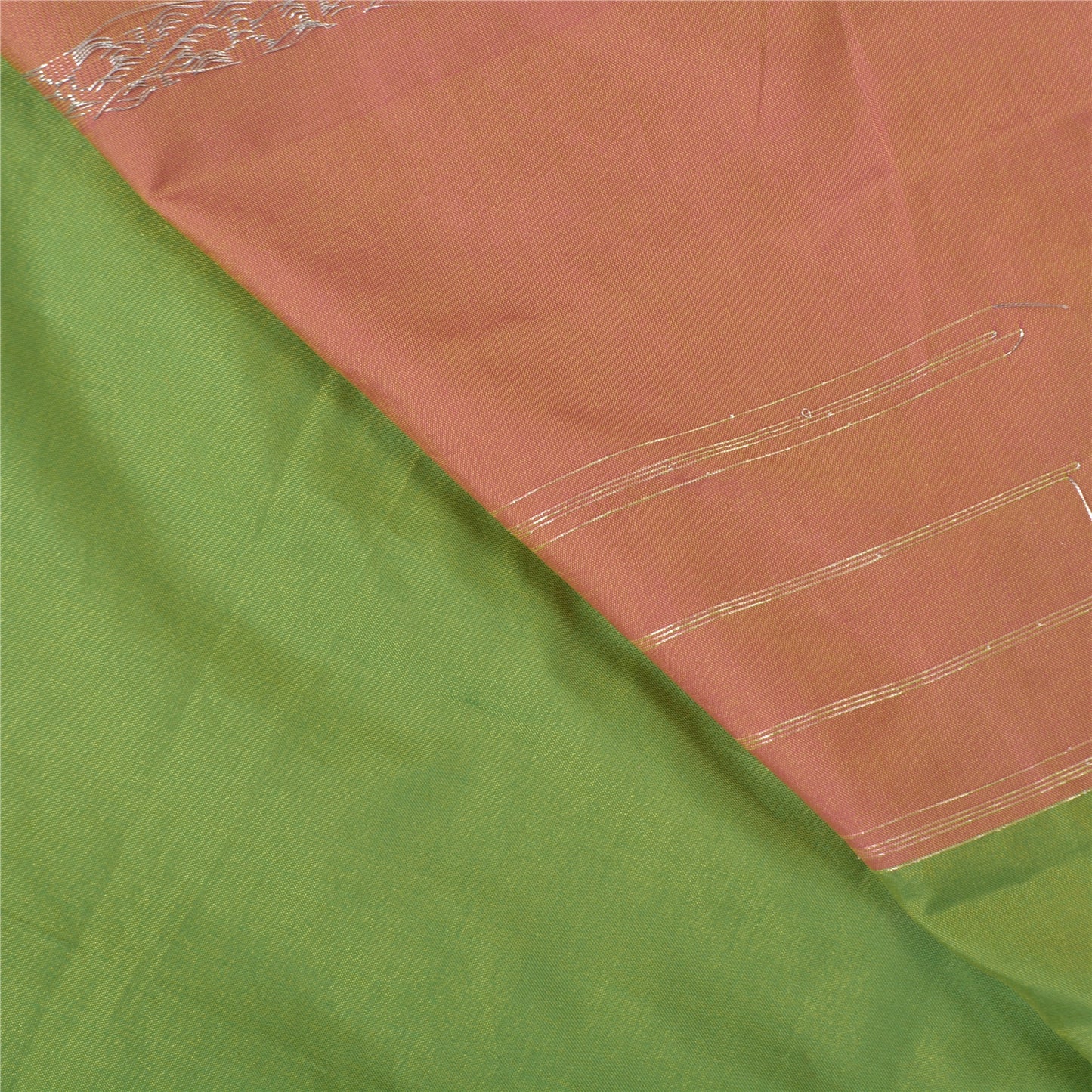 Sanskriti Vintage Green Sarees Art Silk Woven Zari Premium Sari 5 Yard Sustainable Fabric