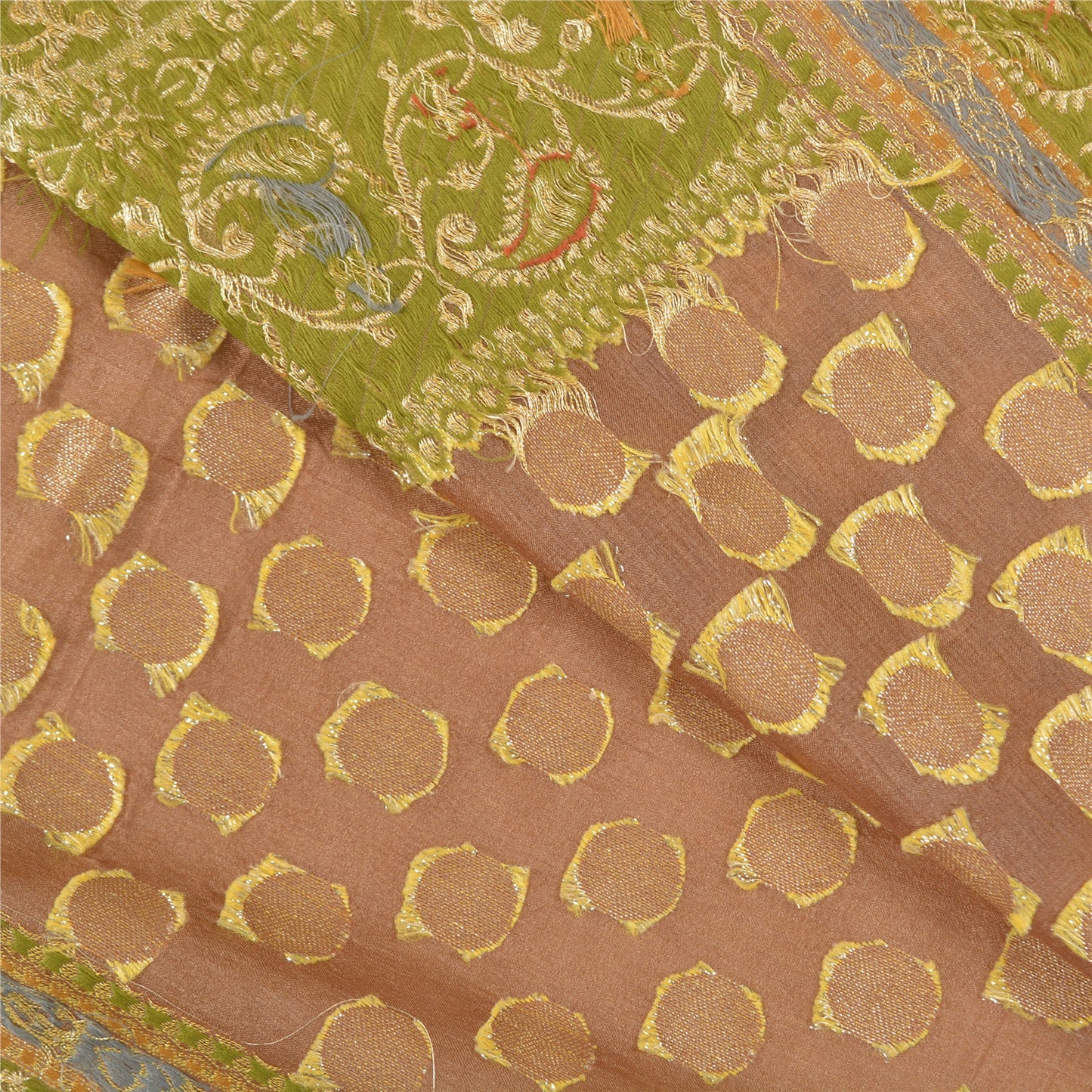 Sanskriti Vintage Brown Sarees 100% Pure Silk Woven Premium Sari Sustainable Fabric