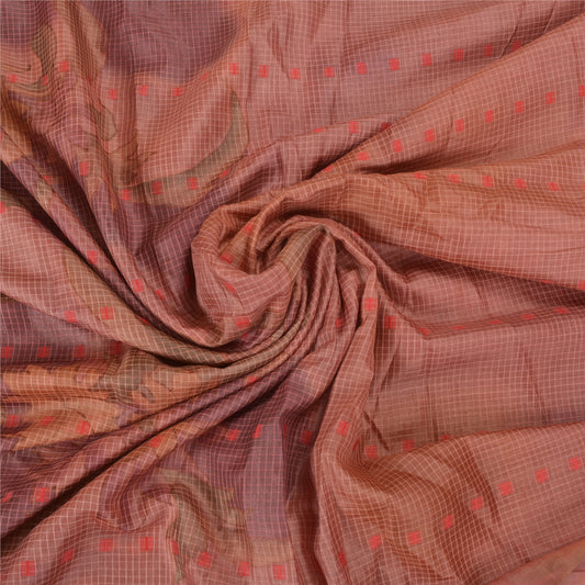 Sanskriti Vintage Brown Sarees Pure Silk Hand-Woven Printed Sari Craft Sustainable Fabric