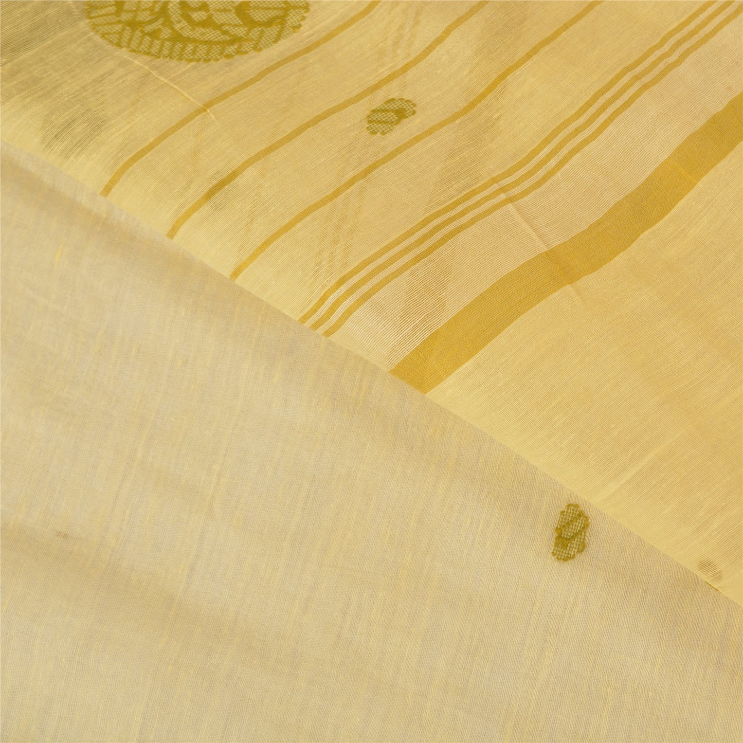 Sanskriti Vintage Lemon Sarees 100% Pure Silk Hand-Woven Sari 5 Yard Sustainable Fabric