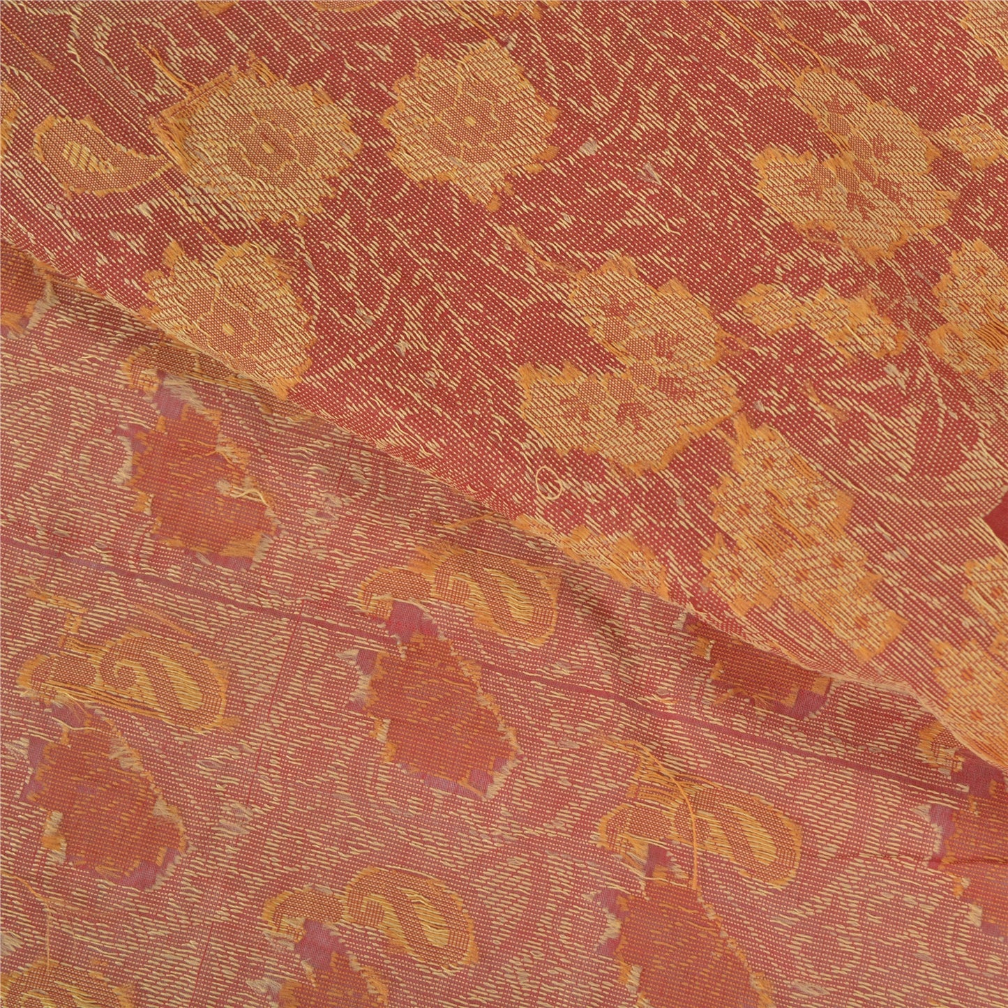 Sanskriti Vintage Dark Red Sarees Art Silk Hand-Woven Premium Sari 5 Yard Sustainable Fabric