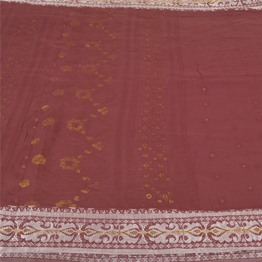 Sanskriti Vintage Mørkerøde Sarier 100% Ren Bomuld Vævet Sari Håndværk Blødt Bæredygtigt Stoff