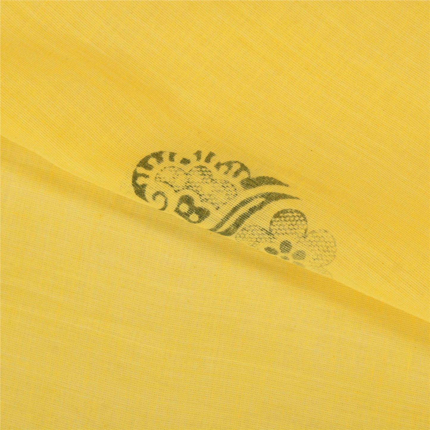 Sanskriti Vintage Yellow Sarees Blend Cotton Block Printed Premium Sari Sustainable Fabric