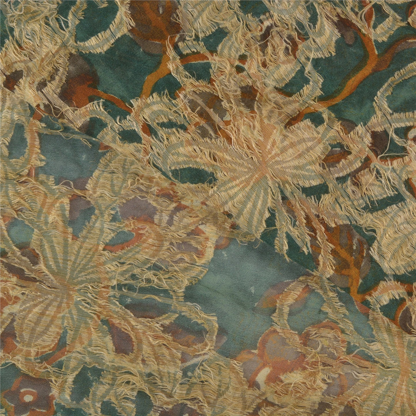 Sanskriti Vintage Green Sarees Pure Georgette Silk Hand-Woven Sari Craft Sustainable Fabric