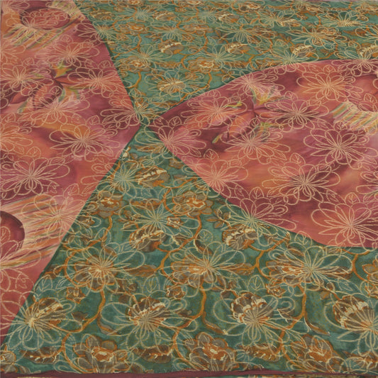 Sanskriti Vintage Green Sarees Pure Georgette Silk Hand-Woven Sari Craft Sustainable Fabric