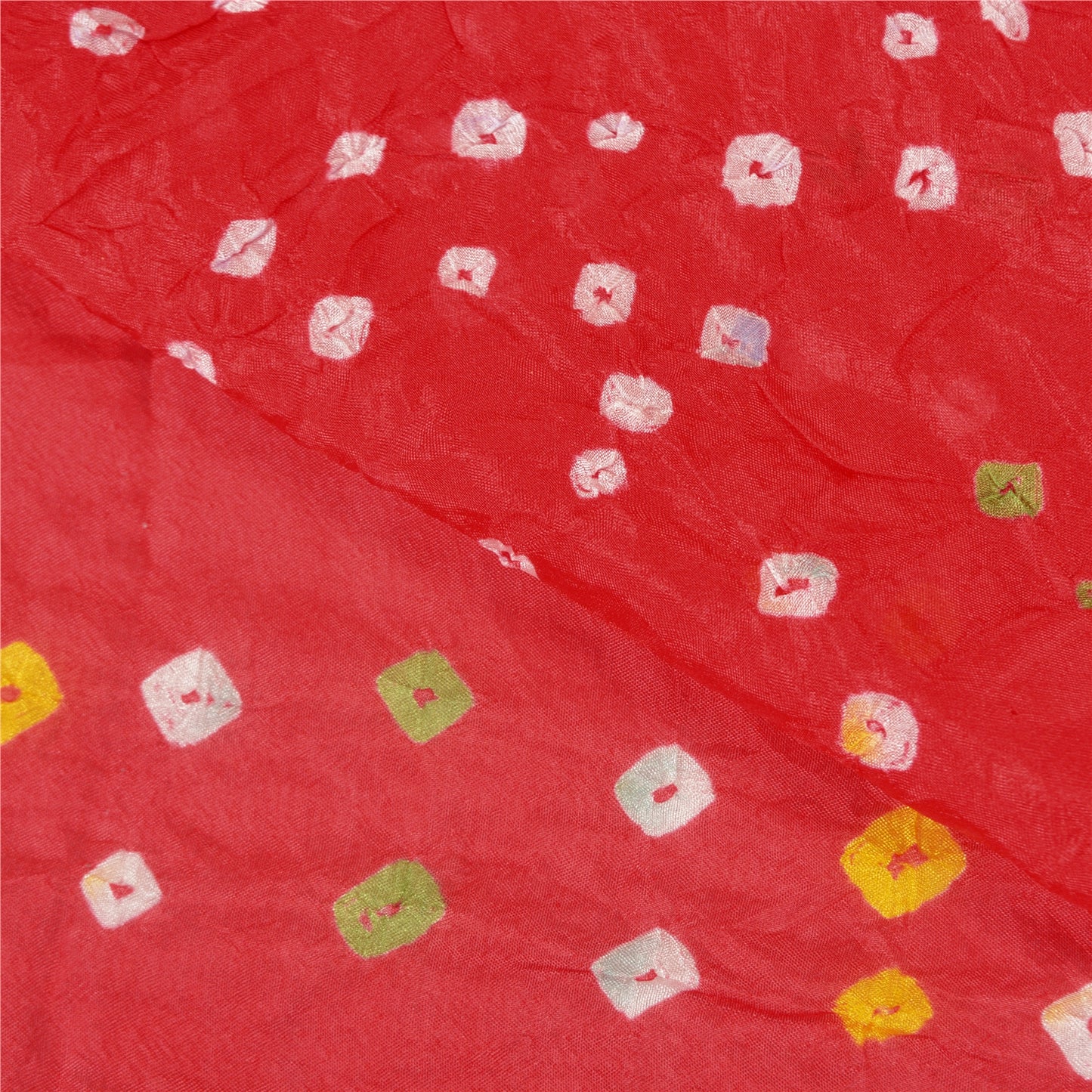 Sanskriti Vintage Red Indian Sarees Art Silk Bandhani Woven Sari 5 Yard Sustainable Fabric