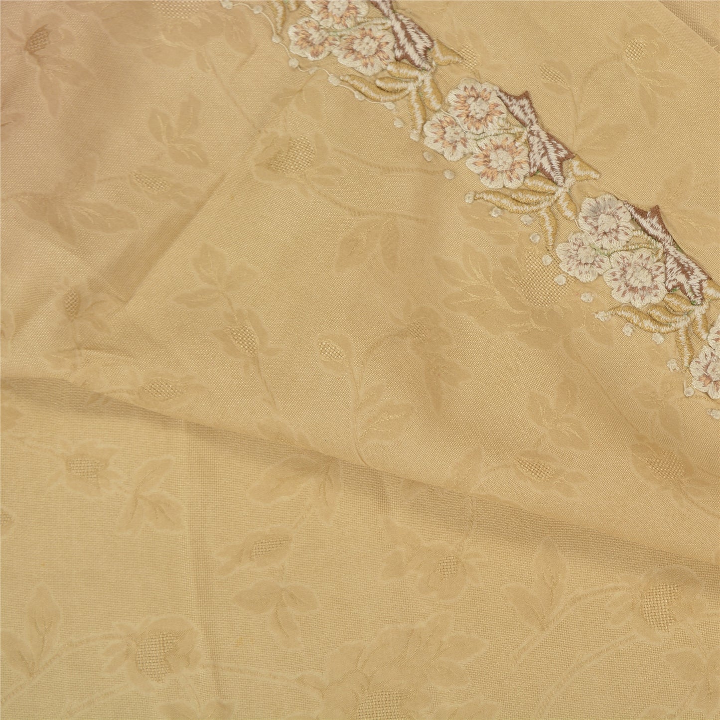 Sanskriti Vintage Peach Sarees Pure Silk Embroidered Woven Parsee Sari Sustainable Fabric