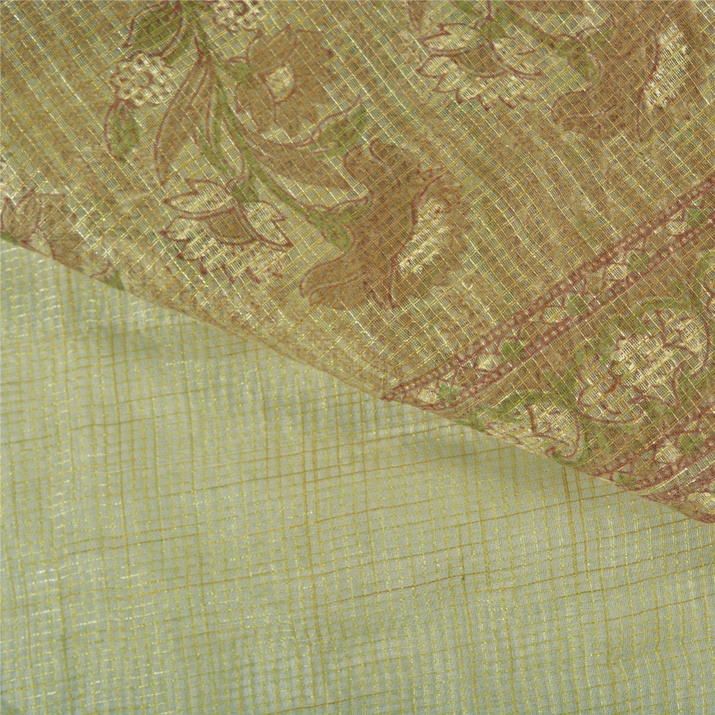 Санскритские винтажные зеленые индийские сари из хлопка, тканые Кота Дориа Сари, ремесленная устойчивая ткань