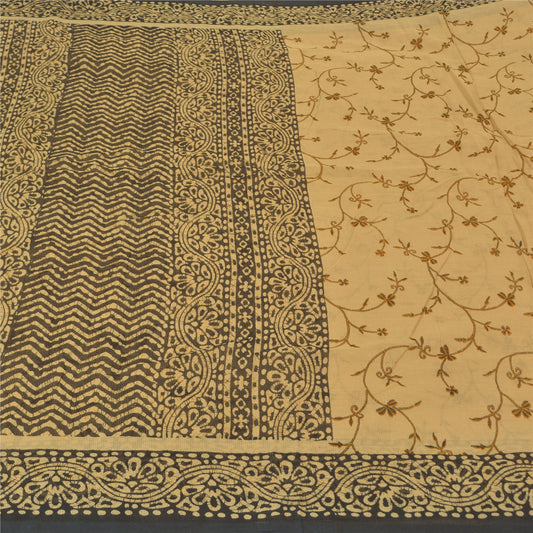 Sanskriti Vintage Beige Sarees 100% Pure Cotton Printed Woven Kota Sari Sustainable Fabric